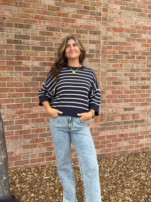 NAVY DROP SHOULDER SWEATER