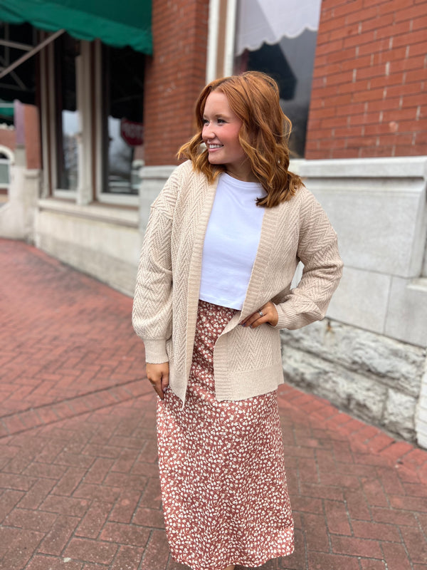 CHEVRON TEXTURED CARDIGAN- 2 COLORS