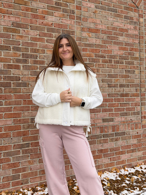 BOW TIED FUZZY VEST- 2 COLORS