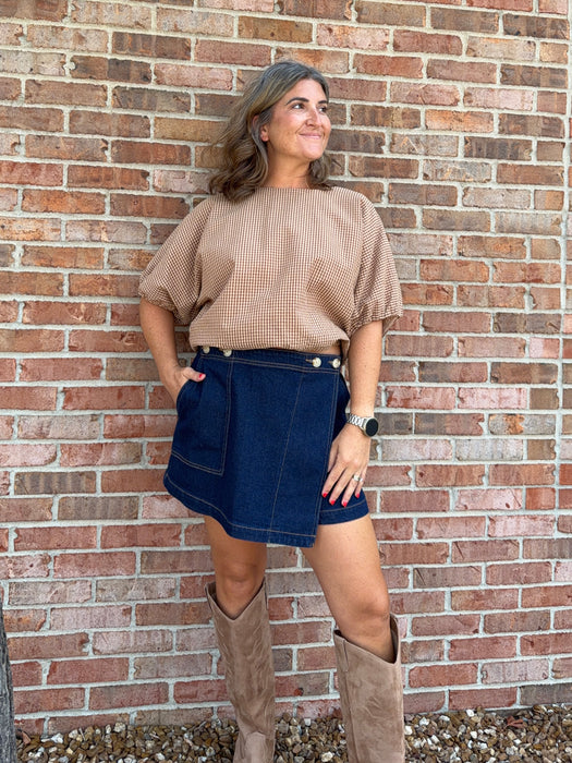 BROWN GINGHAM TOP