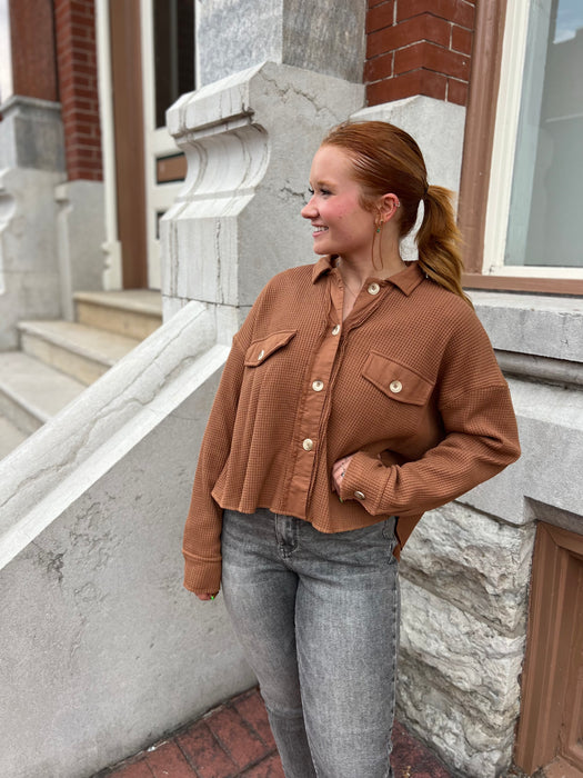 GET THE LOOK WAFFLE KNIT SHACKET- 2 COLORS