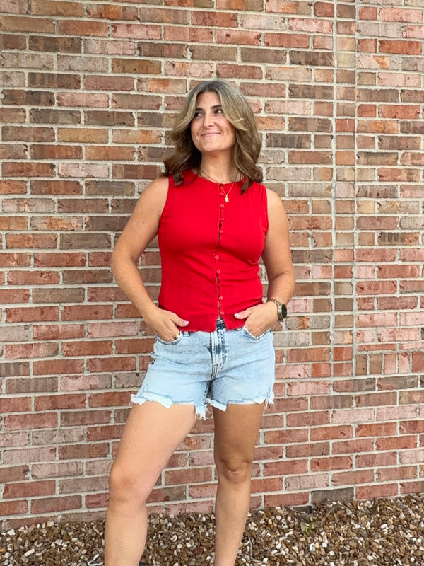 BUTTON FRONT TANK TOP- 2 COLORS