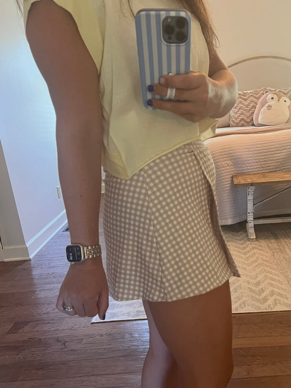 BEIGE GINGHAM  SKORT