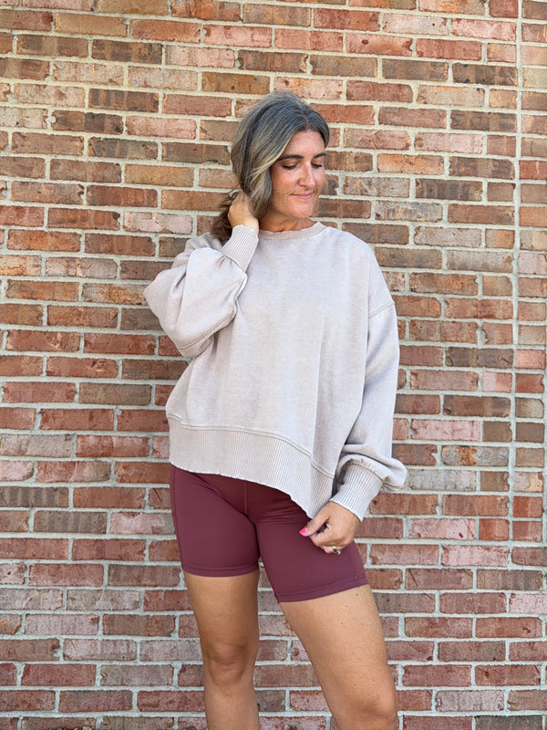 ACID WASH FLEECE PULLOVER- 6 COLORS