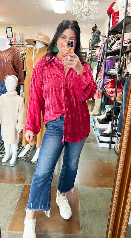 FUCHSIA VELVET SHIRT