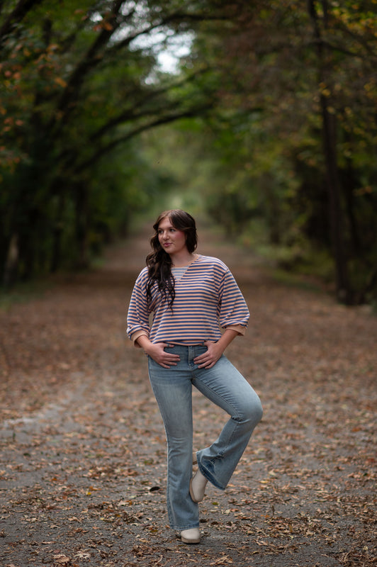 STRIPES TO MEET YOU CREWNECK TOP
