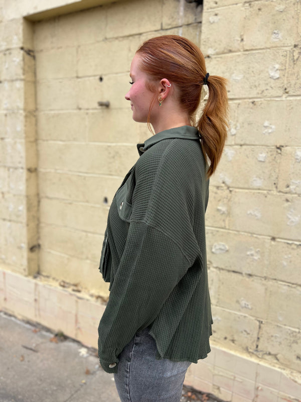 GET THE LOOK WAFFLE KNIT SHACKET- 2 COLORS