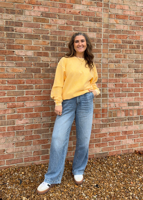 ELASTIC WAIST BAGGY JEANS