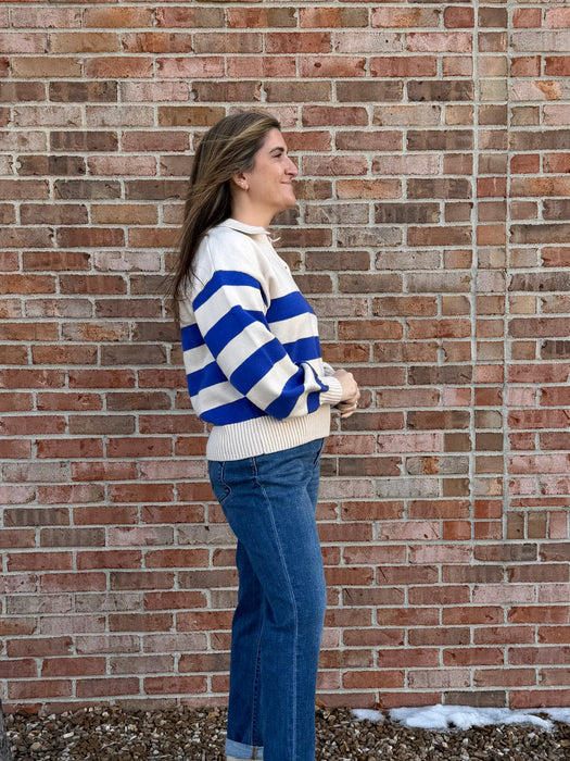 COBALT STRIPED SWEATER