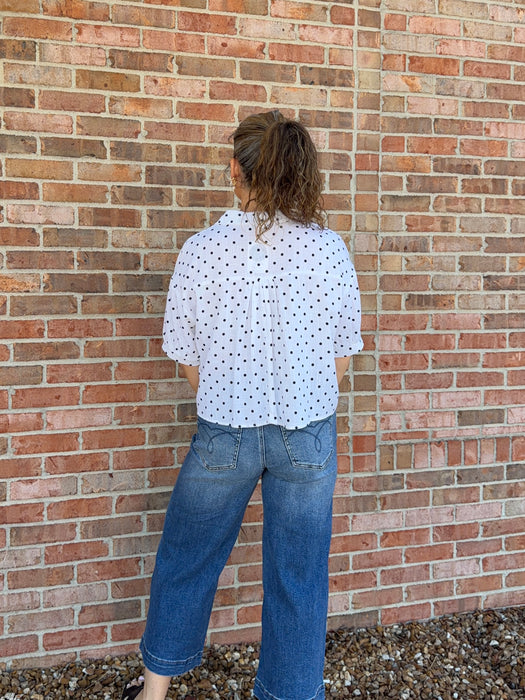 POLKA DOT COLLARED TOP- 3 COLORS