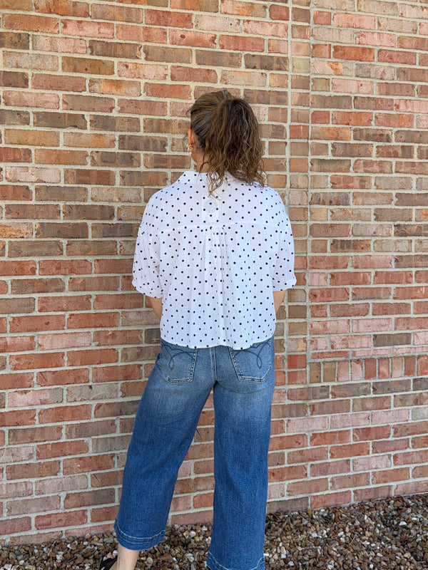 POLKA DOT COLLARED TOP- 3 COLORS