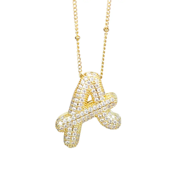 SCRIPT BALLOON INITIAL NECKLACE