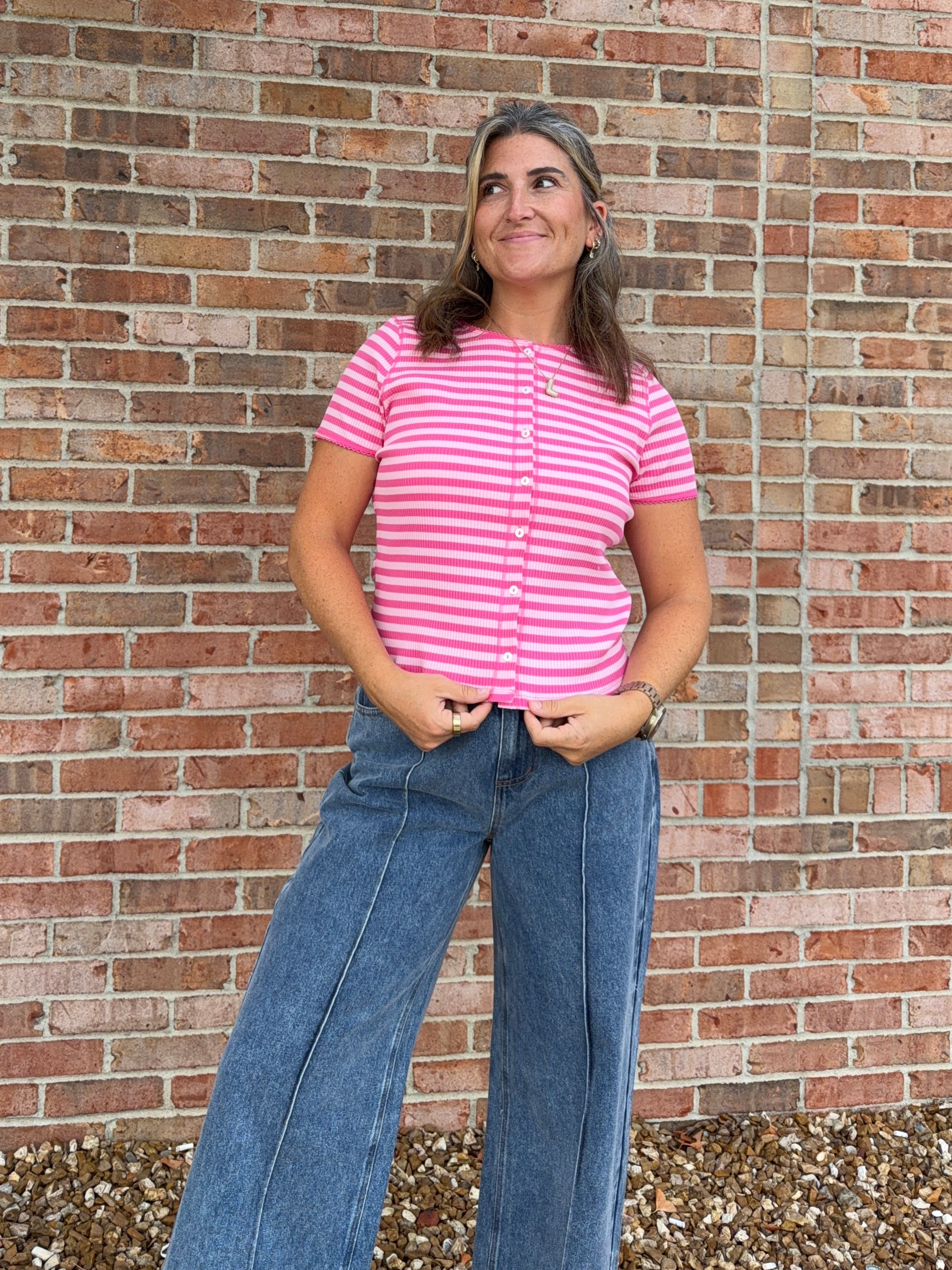 PINK STRIPED TEE