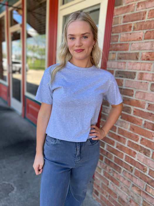 CROPPED BASIC COTTON TEE- 7 COLORS