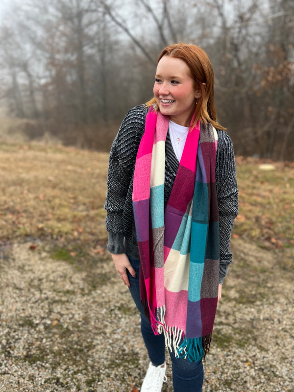 FRINGE TRIM SCARF- 3 COLORS