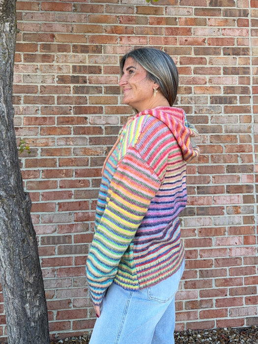 RAINBOW ZIP UP SWEATER