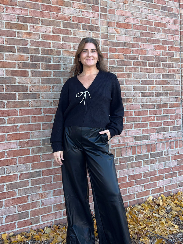 RHINESTONE BOW CARDIGAN- 3 COLORS