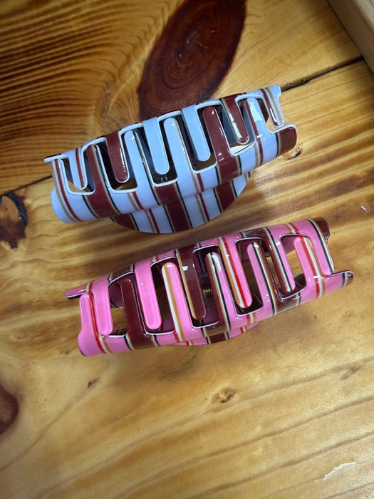 RETRO STRIPED CLAW CLIP- 2 COLORS