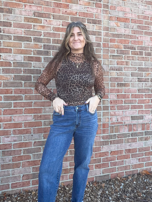 SHEER LEOPARD PRINT TOP