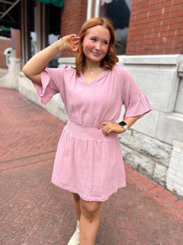 PRETTY IN PINK GAUZE DRESS