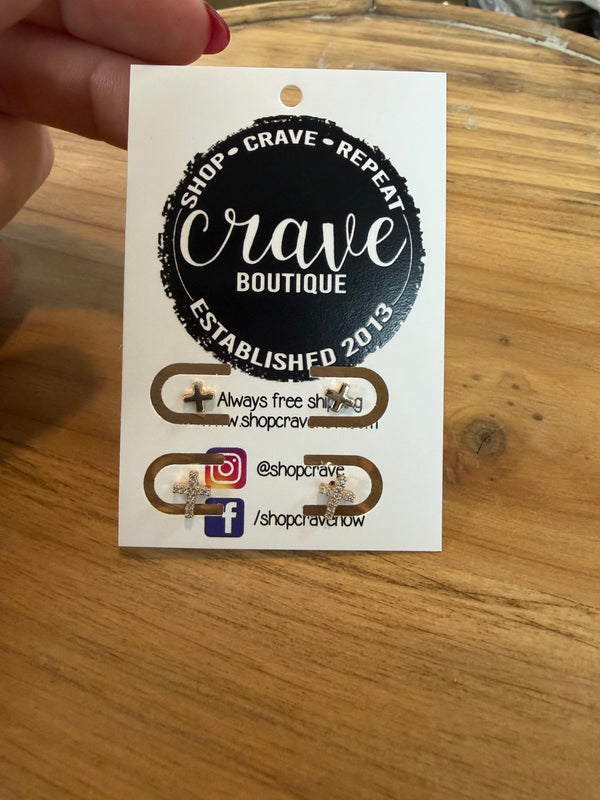 MINI CROSS EARRING STUD SET