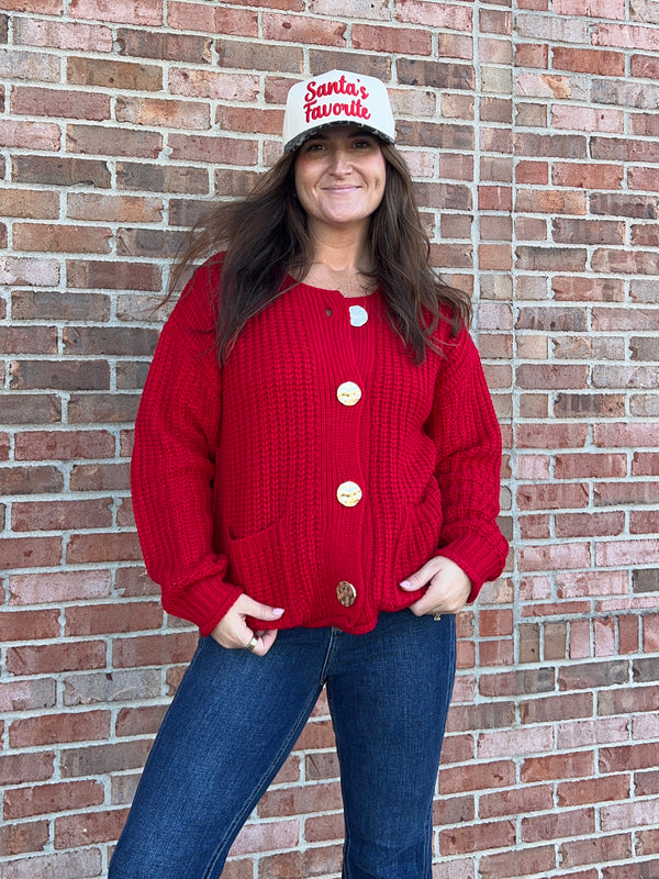 GOLD BUTTON CARDIGAN- 3 COLORS