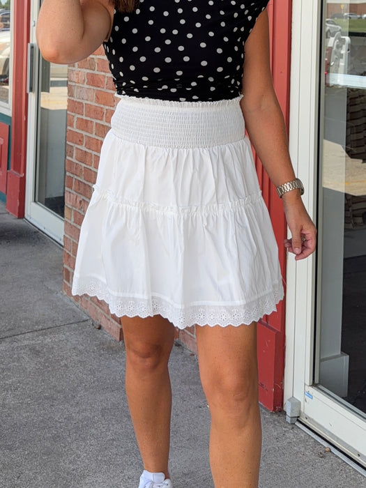 SMOCKED WAIST SKIRT- 2 COLORS