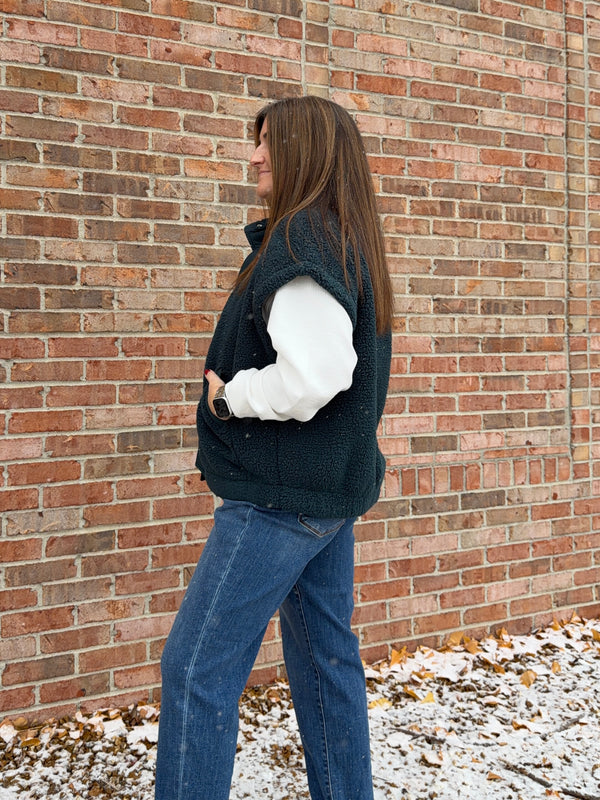 DARK TEAL SHERPA VEST