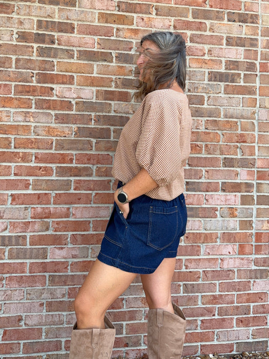 BROWN GINGHAM TOP