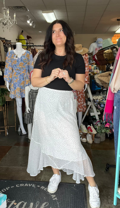 POLKA DOT MIDI SKIRT- 2 COLORS