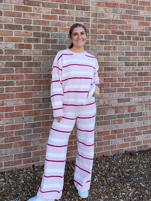 PINK STRIPED SWEATER SET