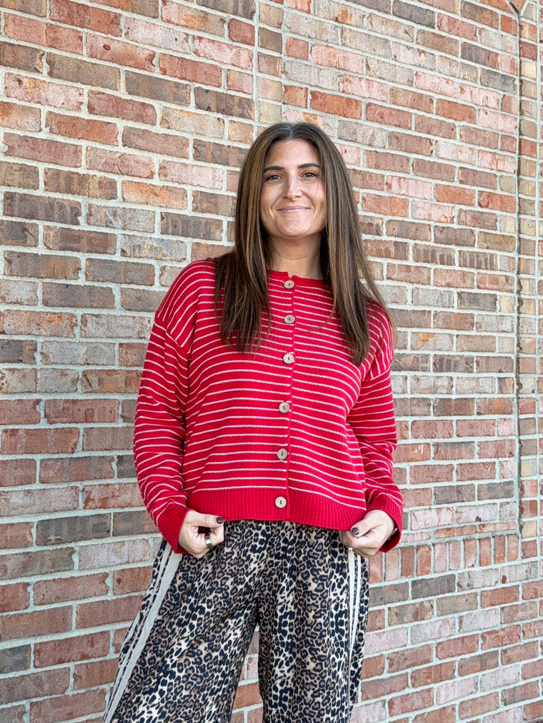 RAW EDGE STRIPED CARDIGAN- 2 COLORS