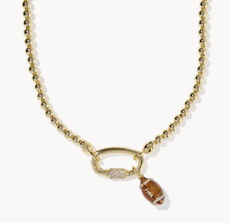 KENDRA SCOTT: FOOTBALL METAL STRAND CHARM NECKLACE