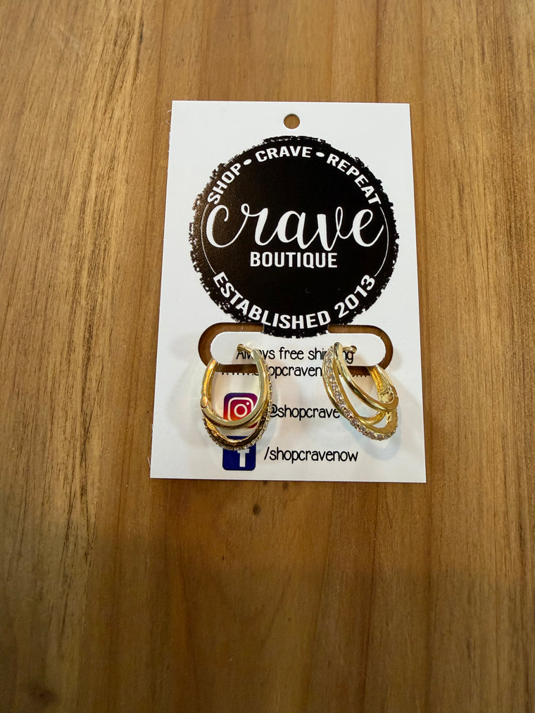 TRIPLE GOLD HUGGIE HOOP EARRING