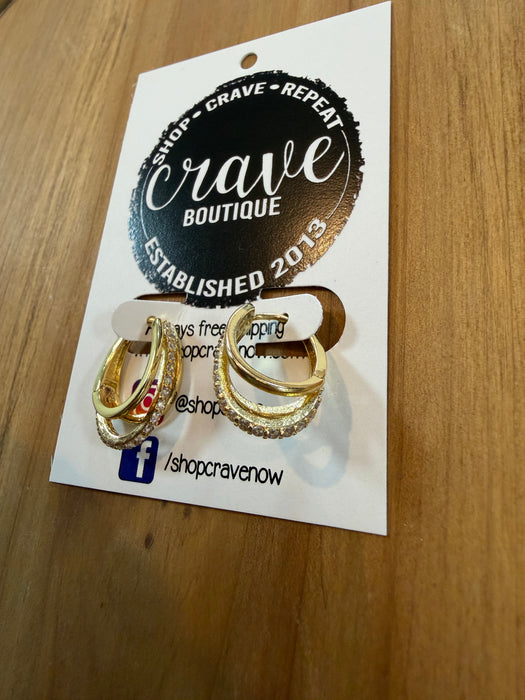 TRIPLE GOLD HUGGIE HOOP EARRING