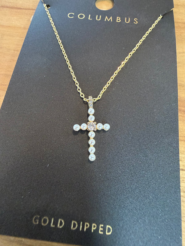 PEARL CROSS NECKLACE
