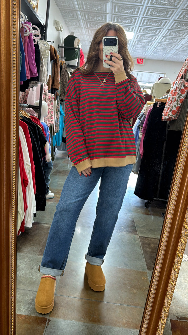 OVERSIZED STRIPED TOP- 2 COLORS