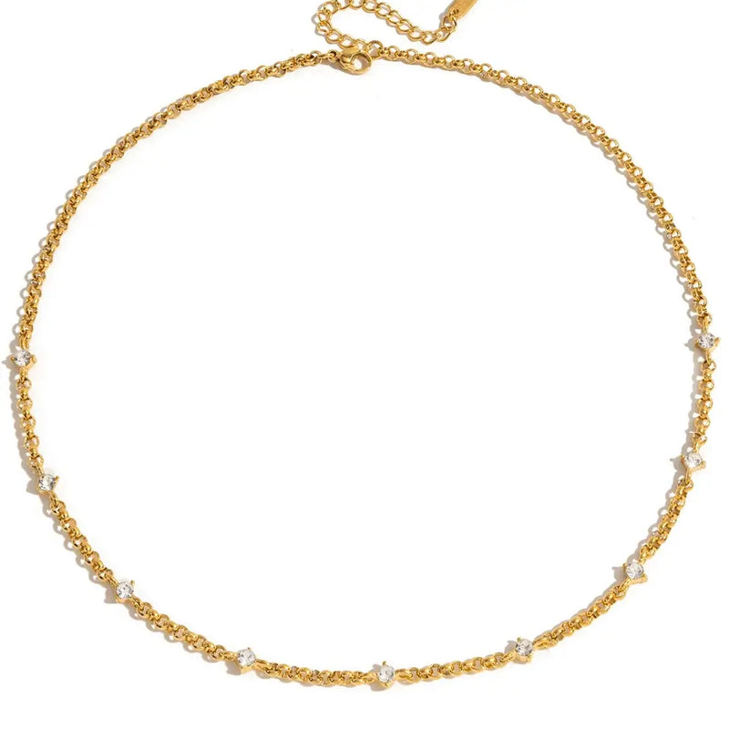 CZ GOLD LAYERING WATERPROOF NECKLACE
