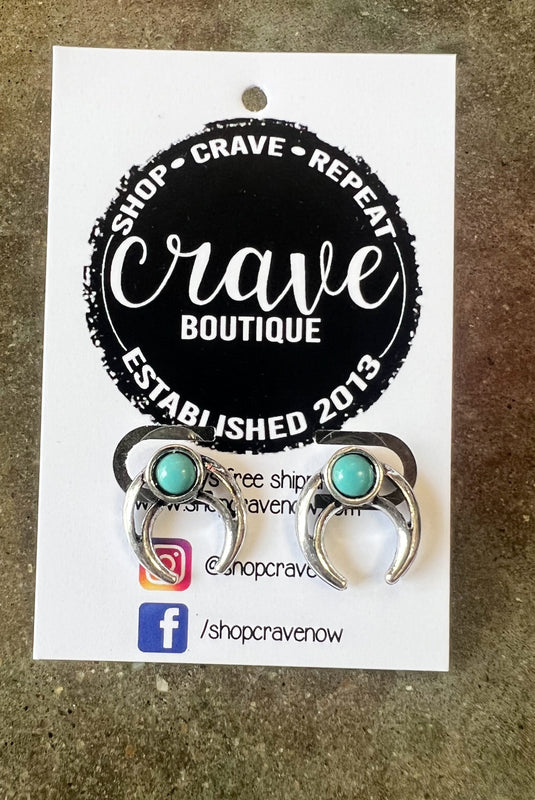 CRESCENT TURQUOISE STUD EARRING