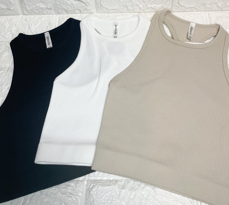 SEAMLESS RIBBED BRALETTE- 3 COLORS