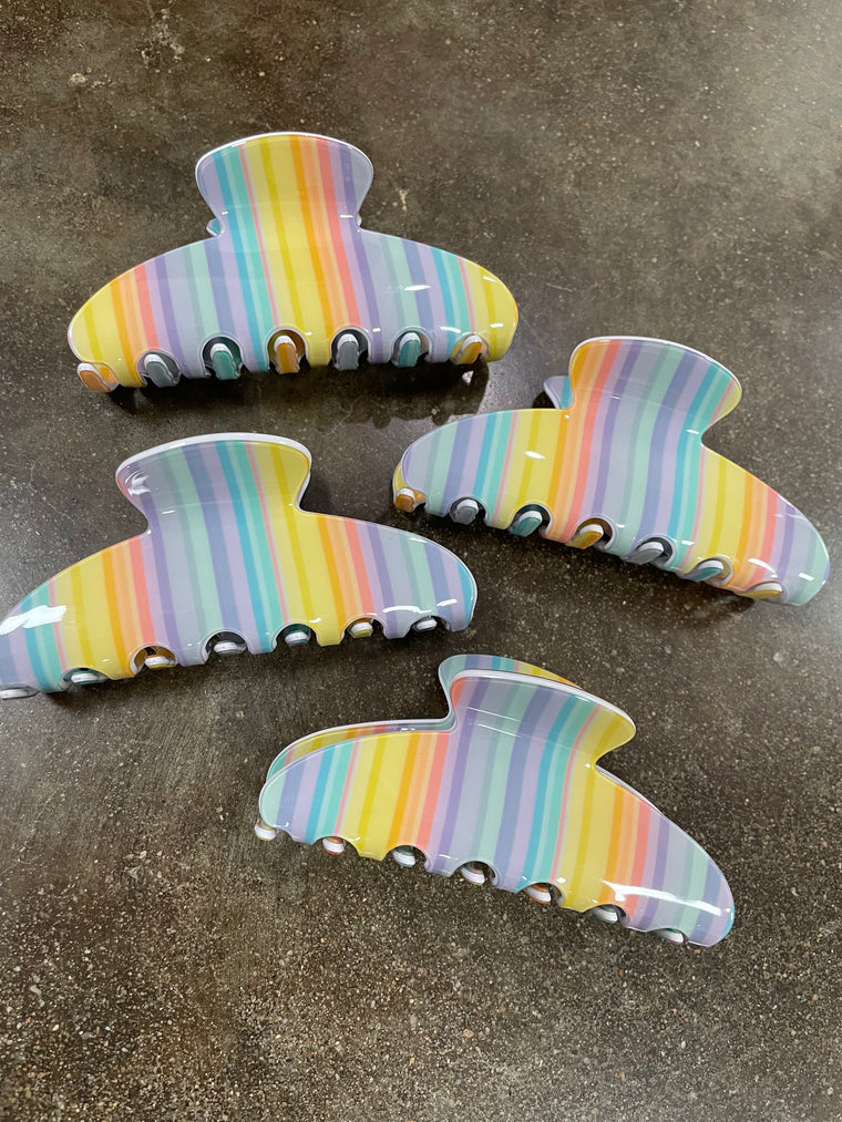 PASTEL STRIPED CLAW CLIP