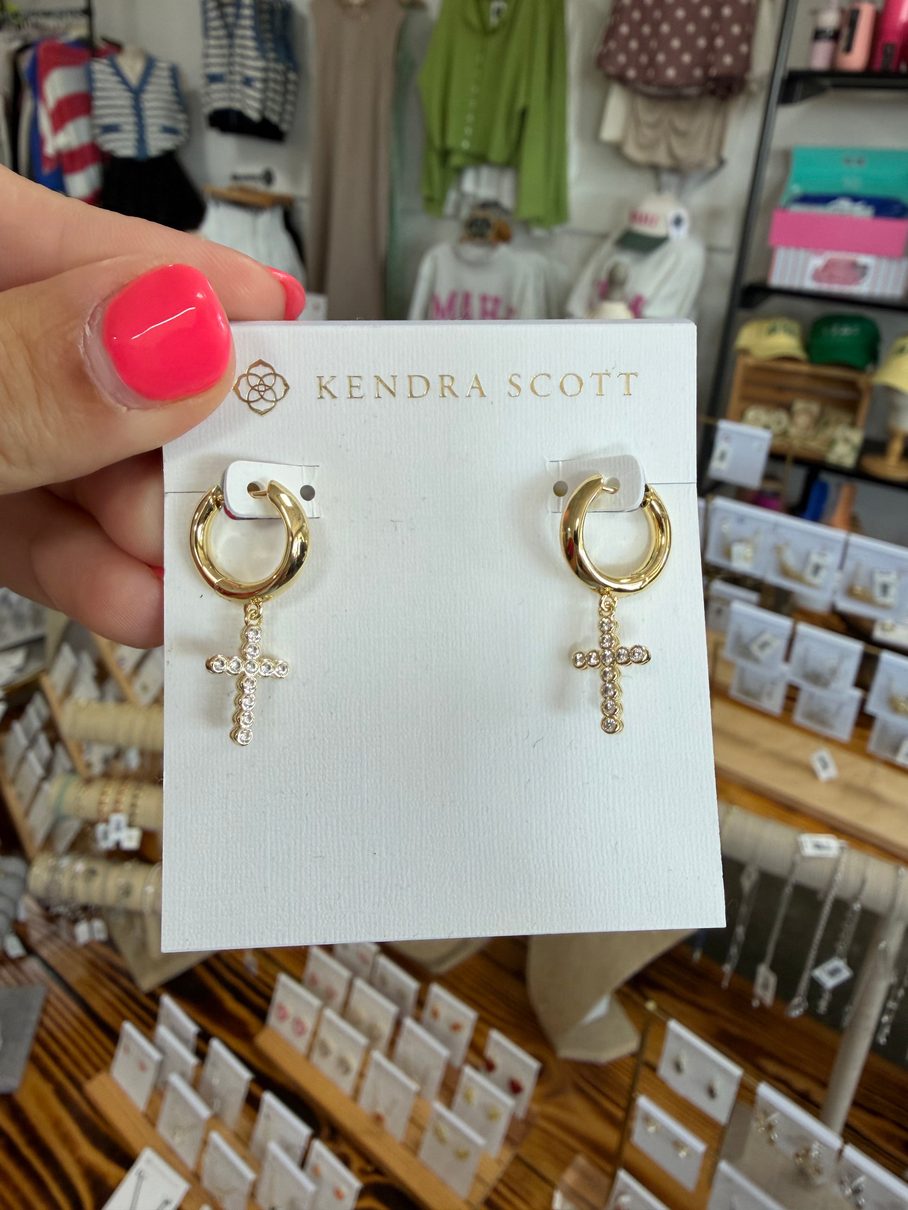 KENDRA SCOTT: CROSS CRYSTAL HUGGIE HOOP