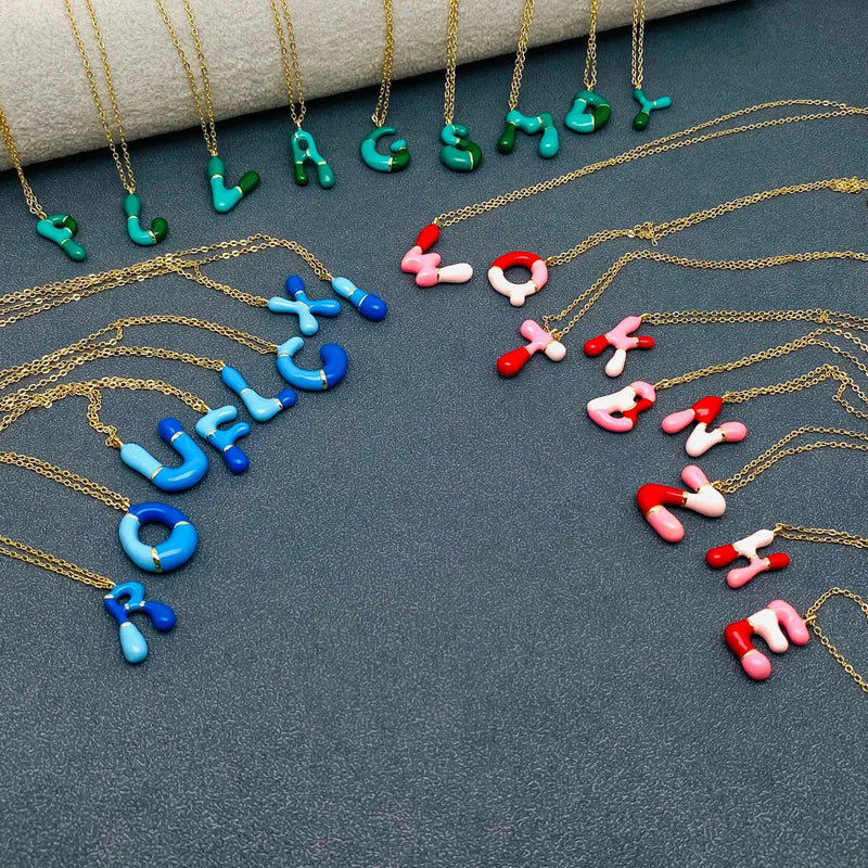 COLORFUL BUBBLE INITIAL NECKLACE