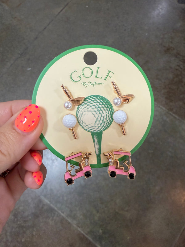 GOLF EARRING SET OF 3