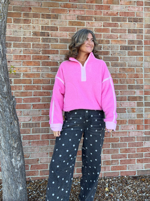 HALF ZIP FLEECE PULLOVER- 3 COLORS