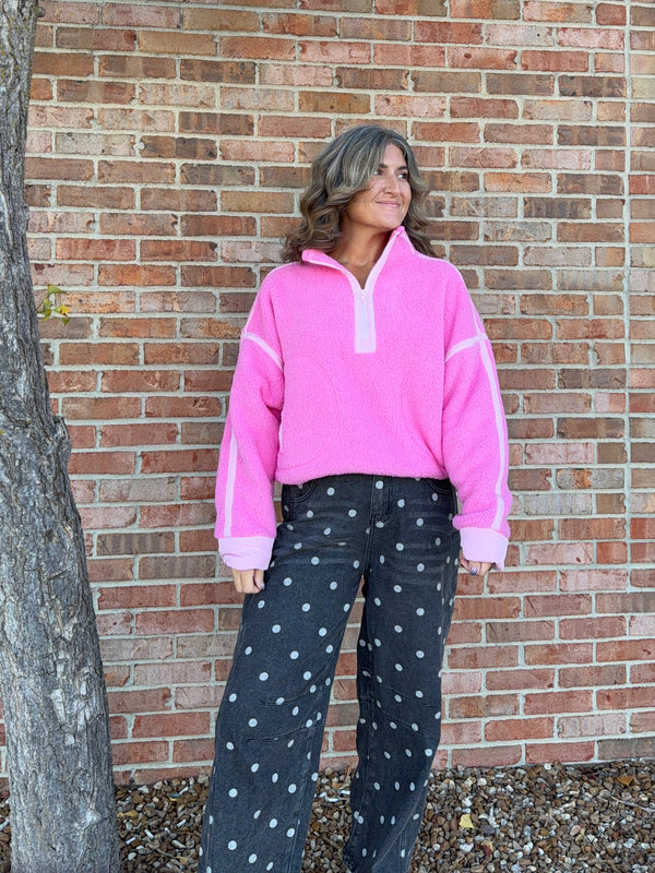 HALF ZIP FLEECE PULLOVER- 3 COLORS