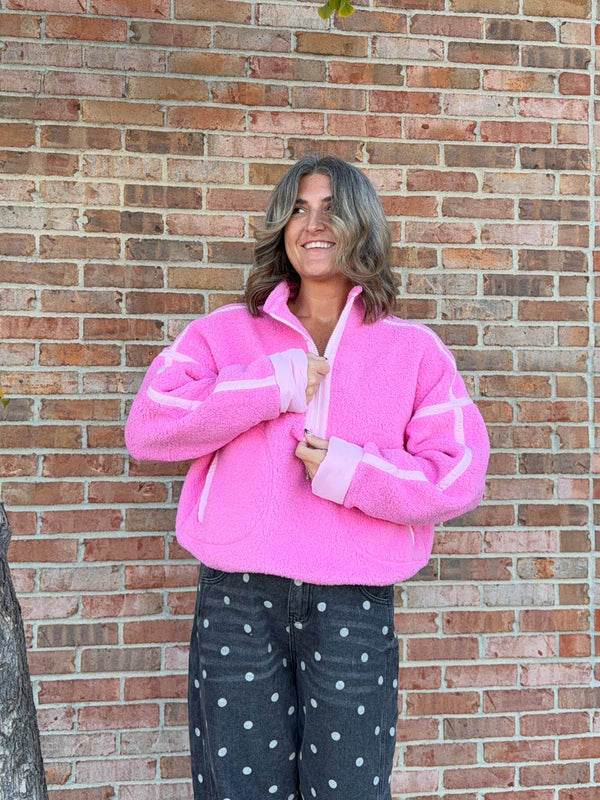 HALF ZIP FLEECE PULLOVER- 3 COLORS