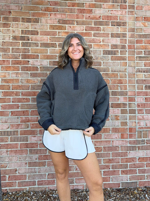 HALF ZIP FLEECE PULLOVER- 3 COLORS