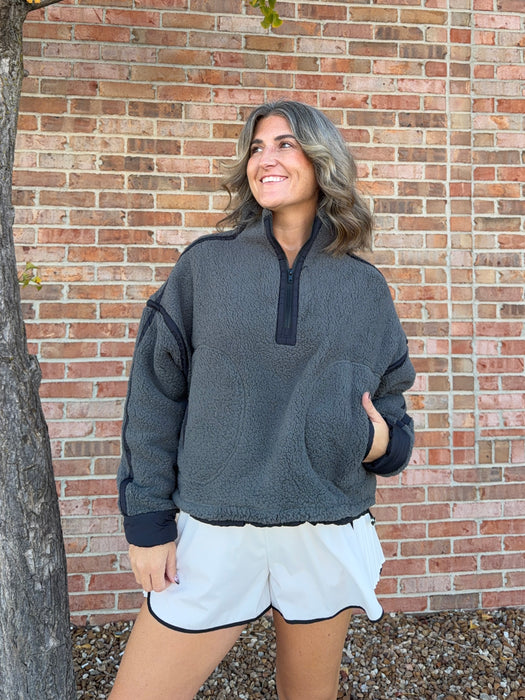 HALF ZIP FLEECE PULLOVER- 3 COLORS