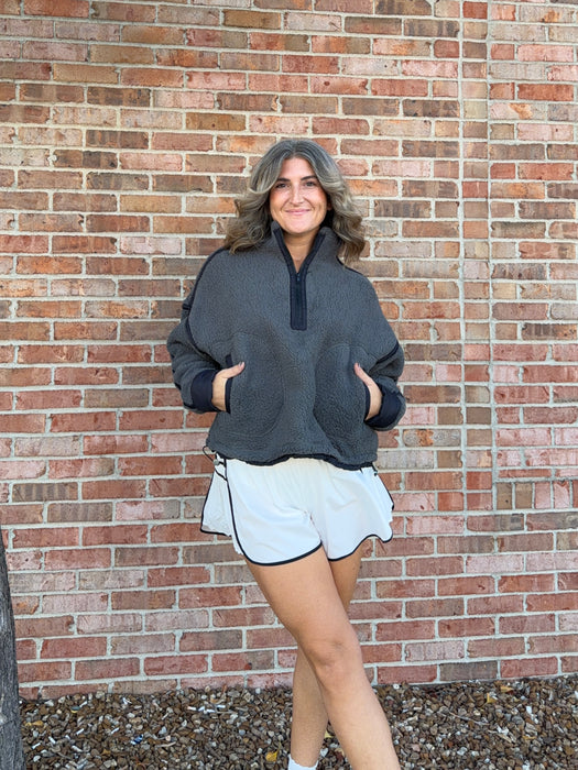 HALF ZIP FLEECE PULLOVER- 3 COLORS